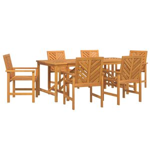vidaXL Dārza ēdamgalds 7 pcs Brūna Cietā akācijas koks