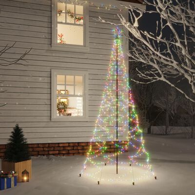 vidaXL Ziemassvētku eglīte ar metāla kātu, 500 krāsainas LED, 3 m