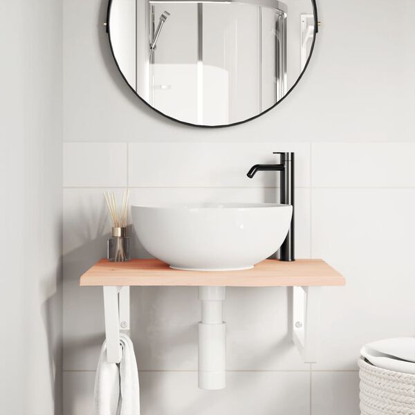 vidaXL izlietnes plaukts, stiprināms pie sienas, tērauds, ozola koks