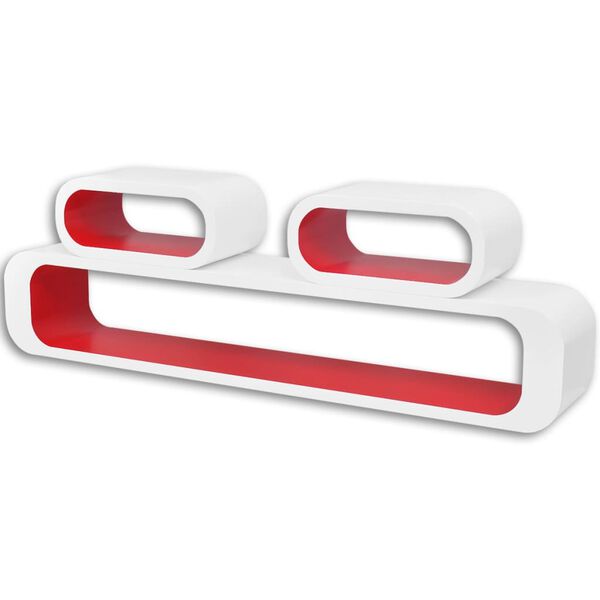 vidaXL kuba formas sienas plaukti, 6 gab., balti ar sarkanu