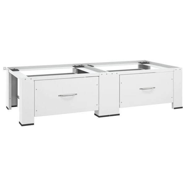 vidaXL dubultais veļasma&scaron;īnas un žāvētāja statīvs ar atvilktnēm, balts