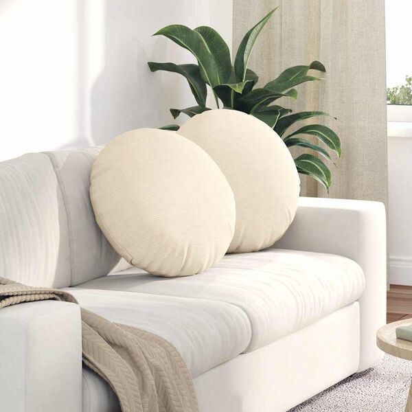 vidaXL Sēdvietas spilventiņi 2 pcs Krēmkrāsa &Oslash; 50 cm Korduroja audums