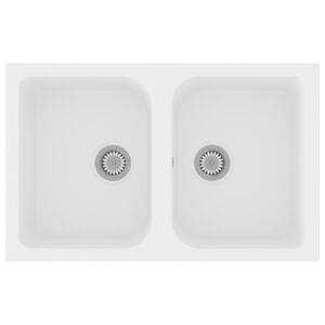 vidaXL Virtuves izlietne Balts 76 x 48 x 30 cm Kvarts un sveķi
