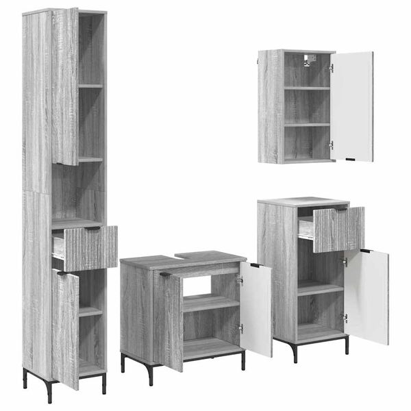 vidaXL Vannas istabas mēbeļu komplekts ar atvilktni Pelēks Sonoma