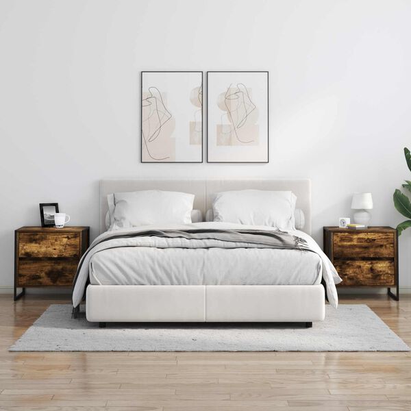 vidaXL Naktsgaldiņ&scaron; Dūmu ozols 50 x 39.5 x 50 cm Inženierijas koks