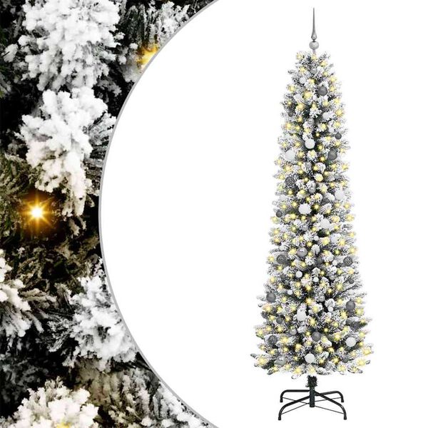 vidaXL Mākslīgā Ziemassvētku eglīte su 300 LED ar statīvu Balts 240 cm