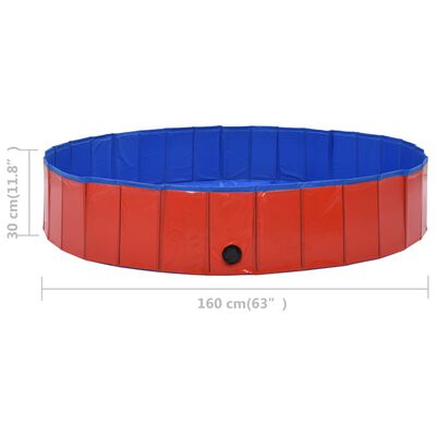 vidaXL suņu baseins, salokāms, sarkans, 160x30 cm, PVC