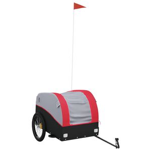 vidaXL velosipēda piekabe, 45 kg, melna un sarkana, dzelzs