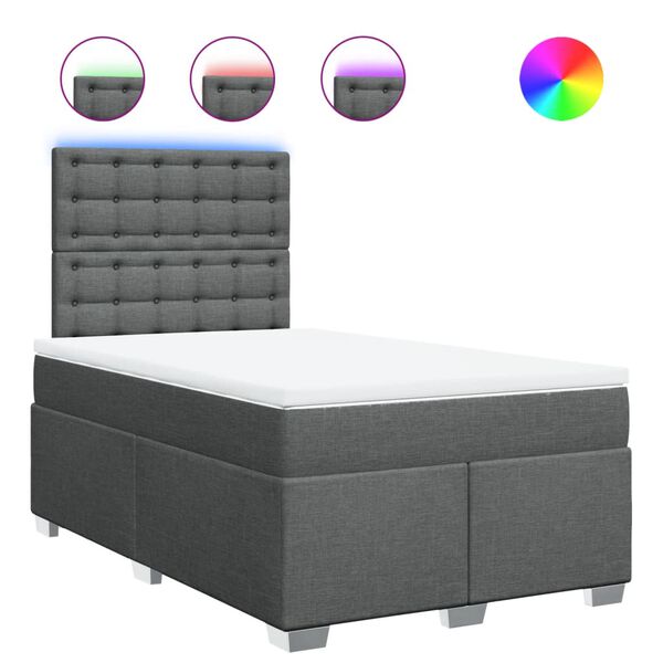 vidaXL atsperu gulta ar matraci, tum&scaron;i pelēka audums, 120x200cm