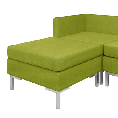 vidaXL sešdaļīgs dīvāna komplekts, zaļš audums