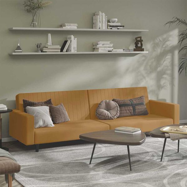 vidaXL 2-vietīga dīvāngulta, brūns samts