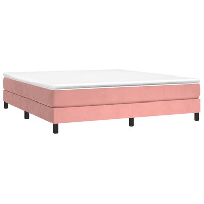 vidaXL atsperu gultas rāmis, rozā samts, 180x200 cm