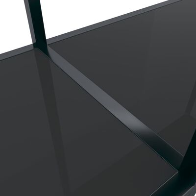 vidaXL konsoles galds, 220x35x75,5 cm, rūdīts stikls, melns