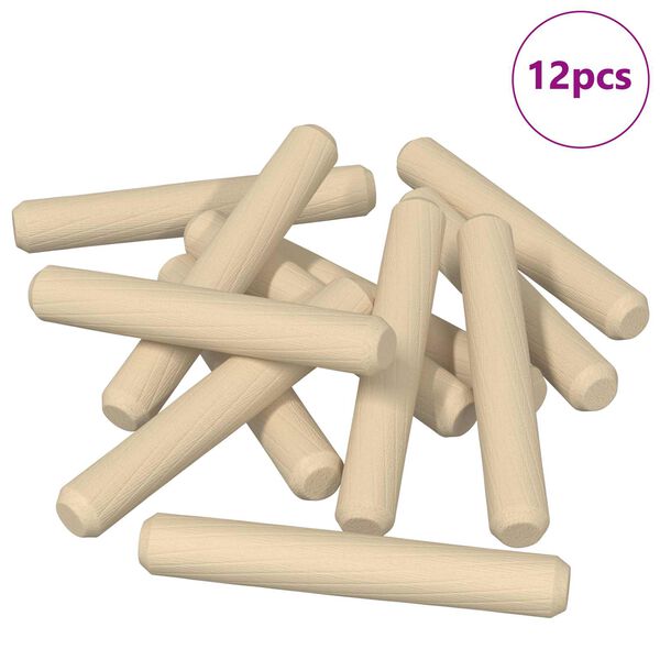 vidaXL Koka dībeļi 12 pcs Brūna &Oslash;8 x 50 mm Masīvkoks