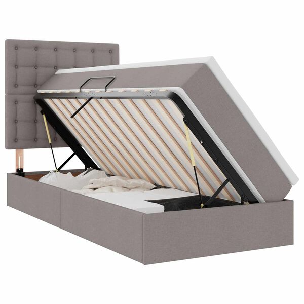 vidaXL Gulta ar uzglabā&scaron;anas vietu un matraci Pelēkbrūna 90 x 200 cm