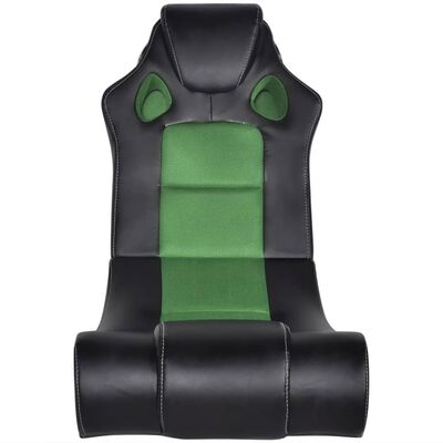 vidaXL muzikāls šūpuļkrēsls, melns ar zaļu, mākslīgā āda