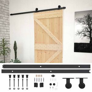 vidaXL Slīdo&scaron;ās durvis 80 x 210 cm Priedes masīvkoks Dabiska un melna