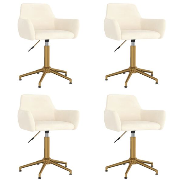 vidaXL grozāmi virtuves krēsli, 4 gab., krēmkrāsas samts