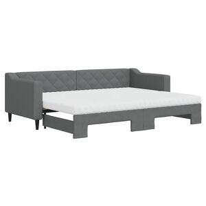 vidaXL izvelkama dīvāngulta ar matraci, tum&scaron;i pelēks audums, 80x200 cm