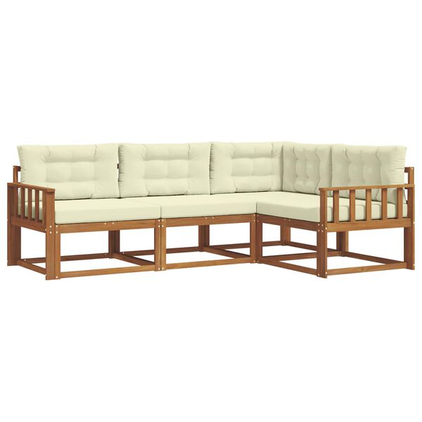 vidaXL Āra dīvānu komplekts ar spilvenu 4 pcs Dabisks un krējuma