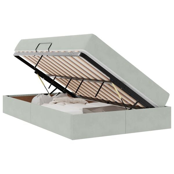 vidaXL Gulta ar uzglabā&scaron;anas vietu un matraci ar matraci Gai&scaron;i pelēks