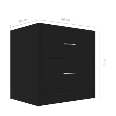 vidaXL naktsskapītis, melns, 40x30x40 cm, skaidu plāksne