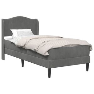 vidaXL Gultas rāmis ar galvas klāju Tum&scaron;i pelēka 90 x 190 cm Samts