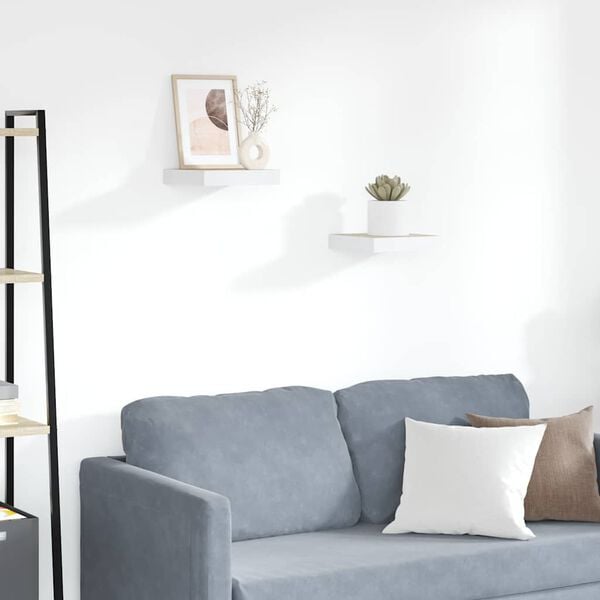 vidaXL sienas plaukti, 2 gab., balti, ozolkoka, 23x23,5x3,8 cm, MDF