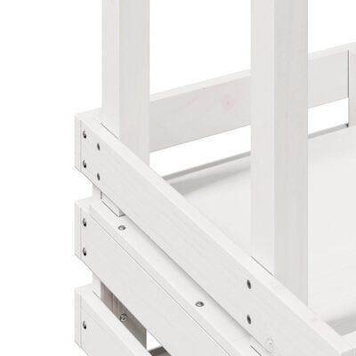 vidaXL āra bāra galds ar jumtu, balts, 112,5x57x195,5 cm, masīvkoks