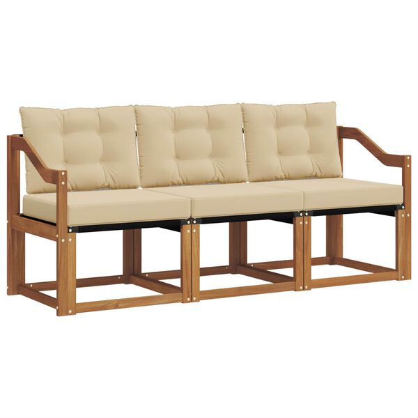 vidaXL Āra dīvānu komplekts ar spilvenu 3 pcs Dabisks un bē&scaron;s