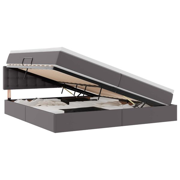 vidaXL Gulta ar uzglabā&scaron;anas vietu un LED Gai&scaron;i pelēks 200 x 200 cm