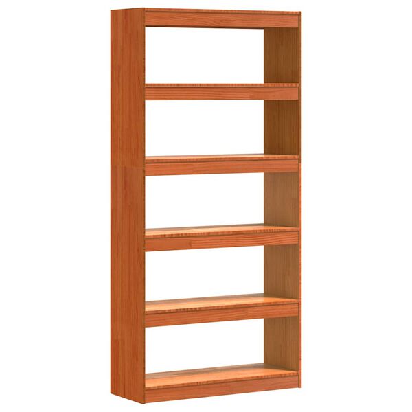 vidaXL Grāmatplaukts Vaks brūns 80 x 30 x 167,5 cm Ciets priedes koks