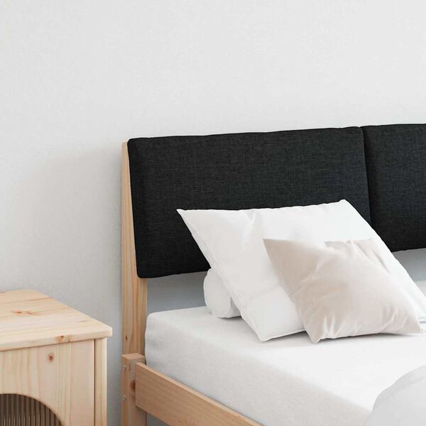 vidaXL Mīkstināts gultas galvgalis Melna 120 cm Ciets priedes koks