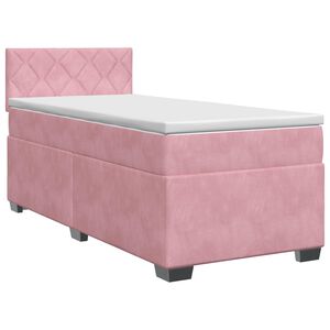 vidaXL Kontinentālā gulta ar matraci Rozā 80 x 200 cm Samts