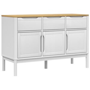 vidaXL kumode FLORO, balta, 114x43x74 cm, priedes masīvkoks