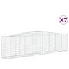 vidaXL arkveida gabiona grozi, 7 gb., 400x50x100/120cm, cinkota dzelzs