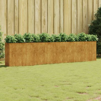 vidaXL augstā dārza puķu kaste, 360x40x80 cm, tērauds ar rūsas efektu
