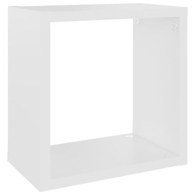 vidaXL kuba formas sienas plaukti, 6 gab., 26x15x26 cm, balti, ozola