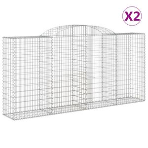 vidaXL arkveida gabiona grozi, 2 gb., 300x50x140/160cm, cinkota dzelzs