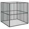 vidaXL suņu sētiņa, 4 paneļi, melna, cinkots tērauds