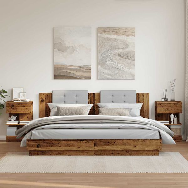 vidaXL naktsskapī&scaron;i 2 gab Old Wood 40x35x65 cm Engineered Wood