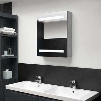 vidaXL vannasistabas skapītis ar spoguli un LED, pelēks, 50x14x60 cm