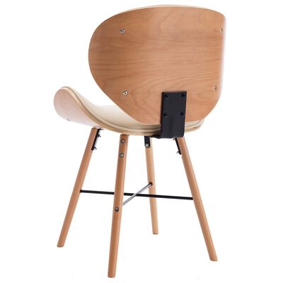 vidaXL virtuves krēsli, 6 gab., liekts koks, krēmkrāsas mākslīgā āda