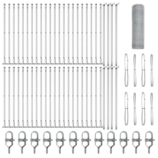 vidaXL Žogs ar stabiem. Sudraba 0.6 x 100 m PVC pārklāts tērauds