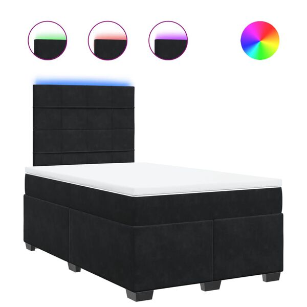 vidaXL atsperu gulta ar matraci, melna samts, 120x200 cm