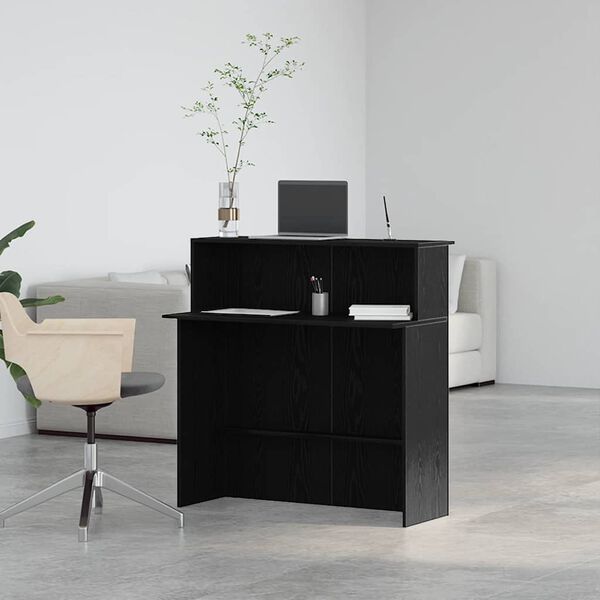 vidaXL Recepcijas galds Melns 100x50x103,5 cm inženierijas koks
