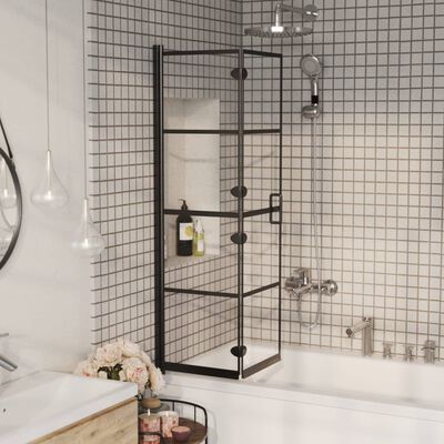 vidaXL salokāma dušas kabīne, ESG, 80x140 cm, melna