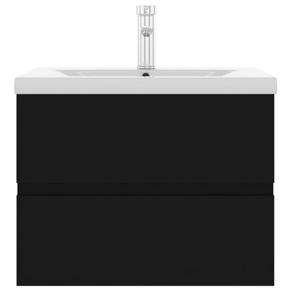 vidaXL skapītis ar iebūvētu izlietni, melns, skaidu plāksne