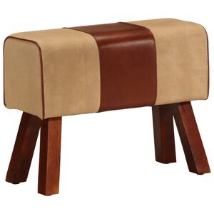 vidaXL vingro&scaron;anas buks, 58 cm, brūna dabīgā āda, mango masīvkoks