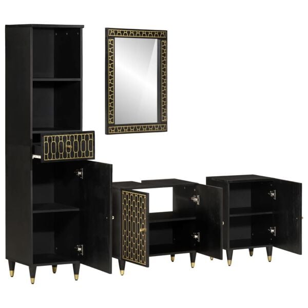 vidaXL 4-daļīgs vannasistabas mēbeļu komplekts, mango masīvkoks